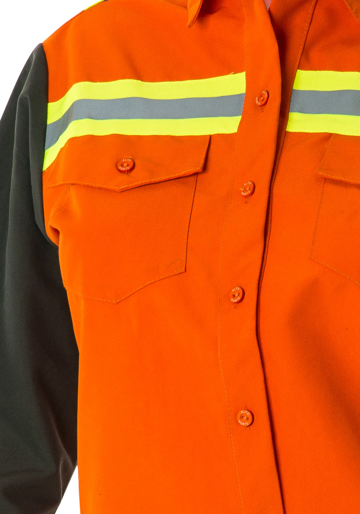 Blusa bicolor naranjo verde con cinta noche día Blusa bicolor naranjo verde con cinta noche día