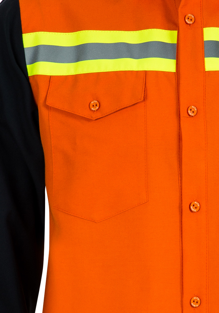 Camisa bicolor naranjo azul con cinta noche día Camisa bicolor naranjo azul con cinta noche día