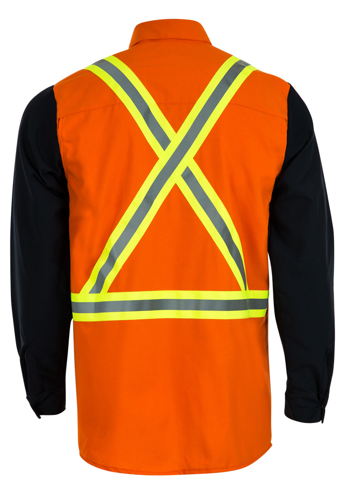 Camisa bicolor naranjo azul con cinta noche día Camisa bicolor naranjo azul con cinta noche día