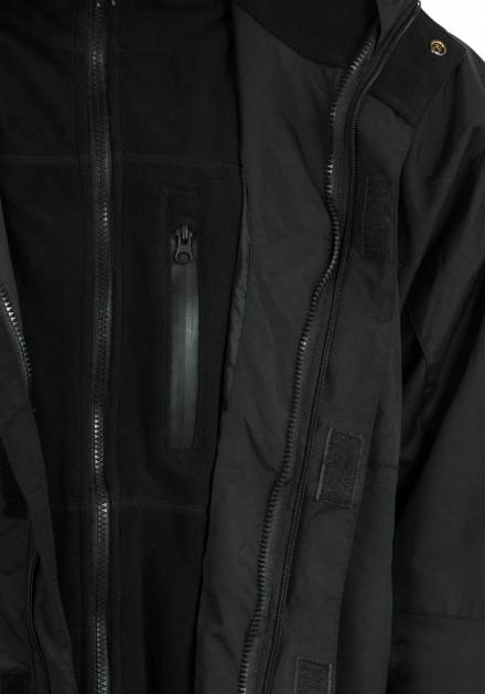 Parka 3 en 1 negra térmica impermeable con micro polar interior.