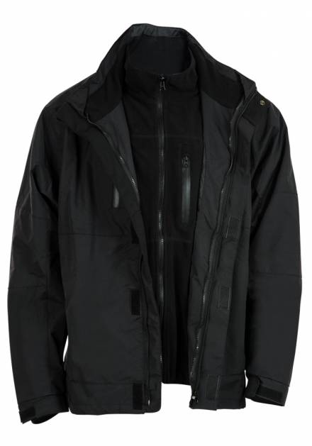 Parka 3 en 1 negra térmica impermeable con micro polar interior.